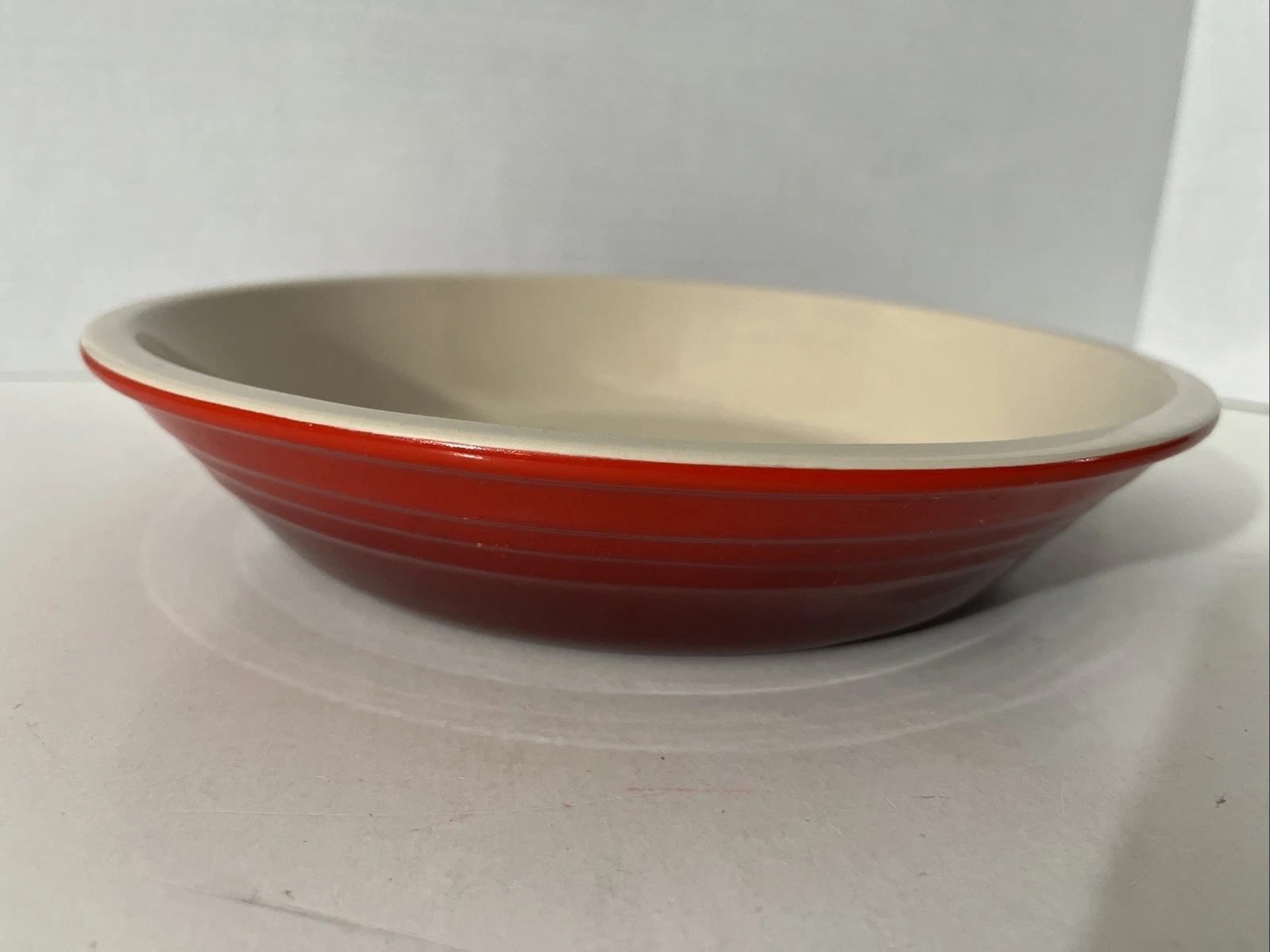 Le Creuset Red Enameled Stoneware Pie Plate Baking Dish 9.75”