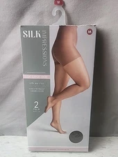 Silk Impressions Pantyhose 2 Pack M Coffee Bean 30 Denier Medium Support Sheer