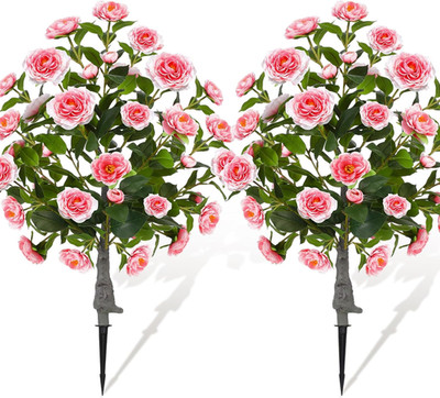 2 Pack 3Ft Artificial Camellia Plants Tree 36'' Faux Camellia Flower with Spike U