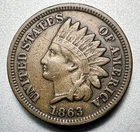1863 INDIAN CENT   VF  #1996