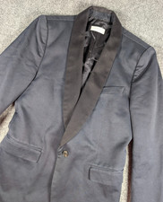 Dries Van Noten Karters Tuxedo Blazer Mens sz 38 Navy Blue Black Sport Coat