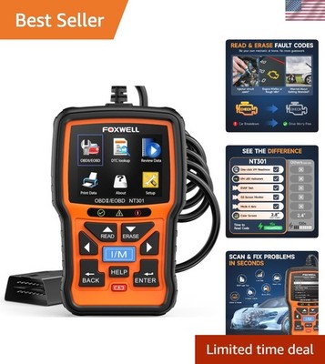 Compact NT301 OBDII Diagnostic Scanner with Live Data Logging & Print Features