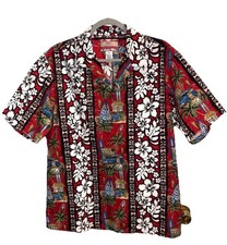 RJC Genuine Made In Hawaii USA Aloha Hawaiian Tropical Cotton Shirt Men  s L