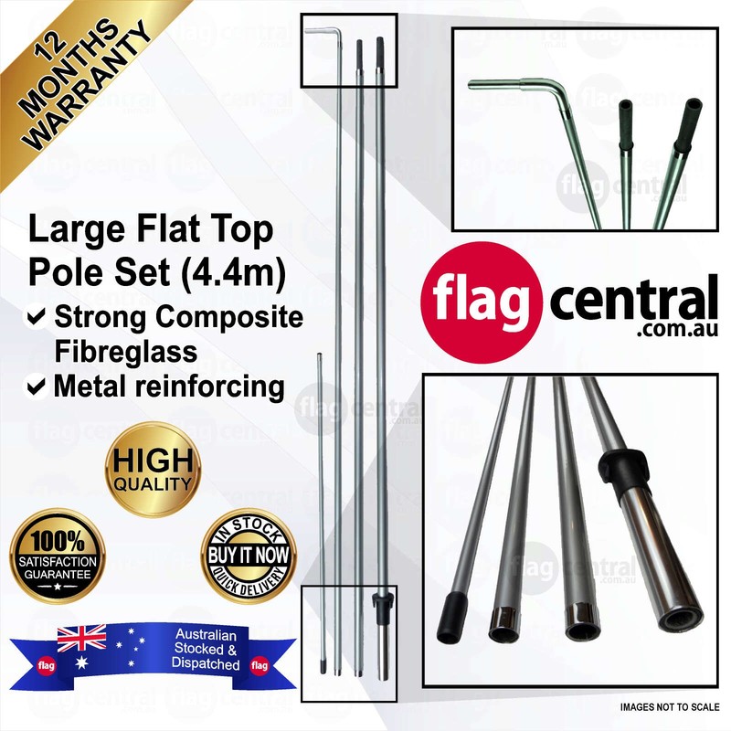 A - 4.4m Large Flat Top Flagpole Set - 1