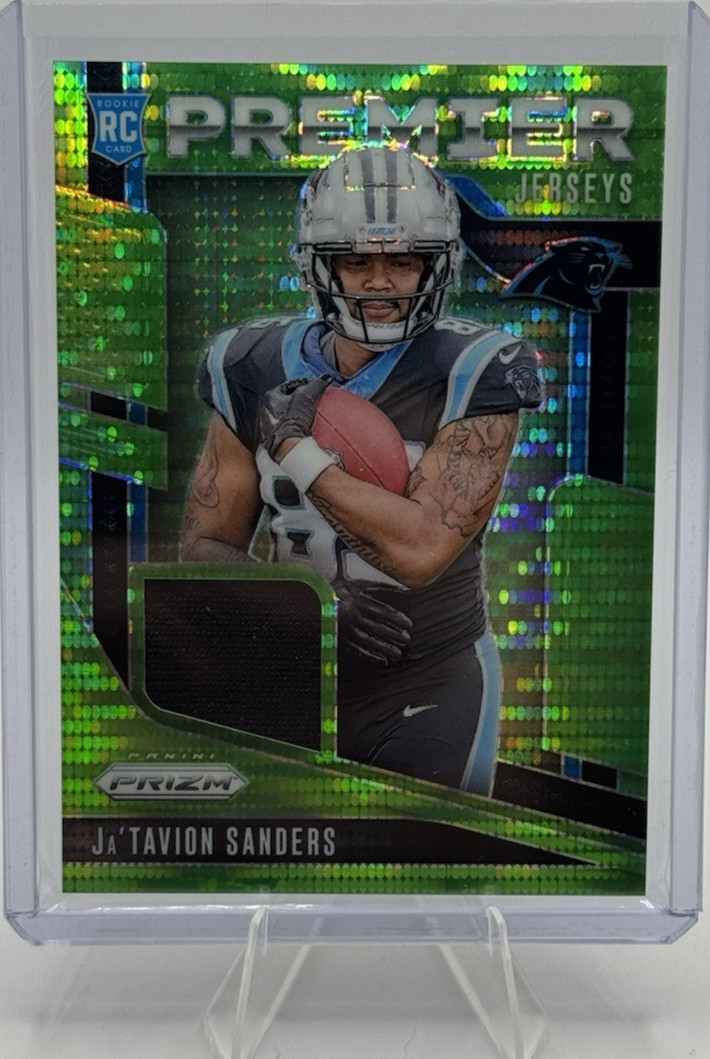 Ja'Tavion Sanders 2024 Panini Prizm - Green Pulsar Premier Jersey Card# PJ-JTS
