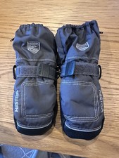 Hestra Kids Ski Mittens Size 2 Gray Zip Winter Gloves