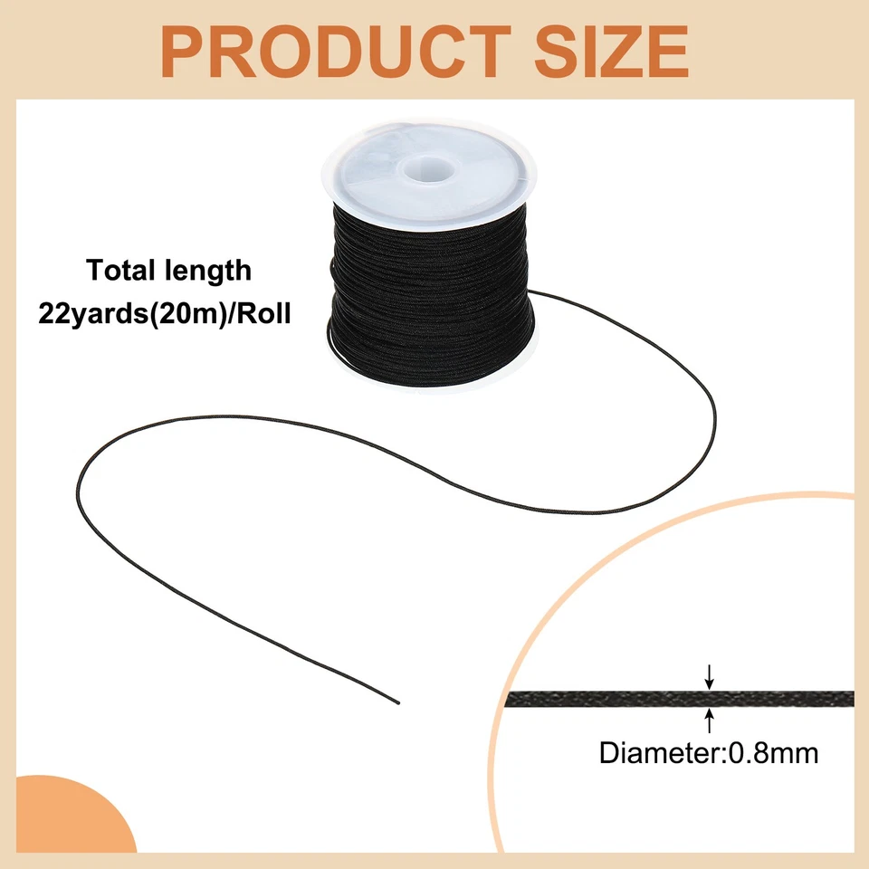 0.8mm Nylon String Cord, 678 Yards Beading Thread, 19 Colors Foto 2 de 4
