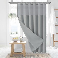 Dynamene Waffle Shower Curtain and Snap-in Fabric Liner Set Grey, 72x84 84 ...