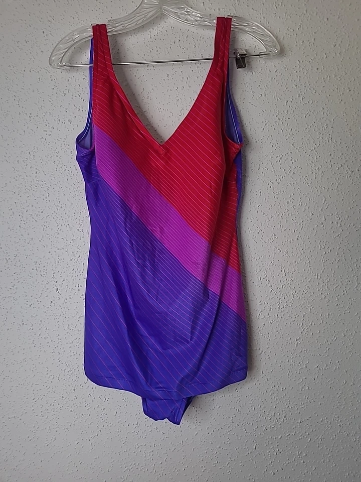 Vintage 70s 80s Jantzen Retro Pin Up One Piece Swimsuit Pointy Dart Bra Size 18 - Image 2 of 4