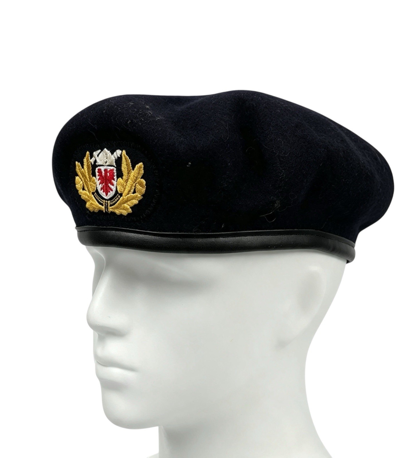 Vintage Military Beret Dark Blue Wool Retro Indie Small RefD