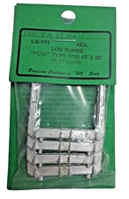 Details West LB-171 HO Log Bunks PC&F Type for 40' 50' Flat Cars (4) White Metal