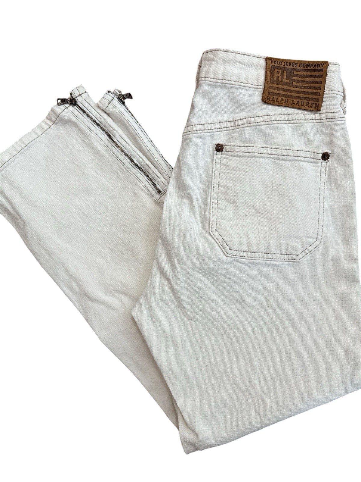 Vintage Polo Ralph Lauren White Women’s Jeans Size 8 Marilyn Ankle Jeans Zip