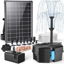 POPOSOAP 8W Solar Fountain Pump with Filter Kit for Pond & Garden – P3081