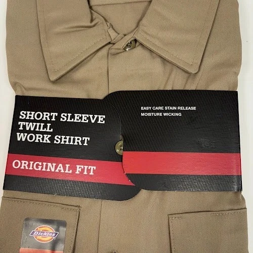 Новый с Ярлыками Dickies короткий рукав саржи работы рубашка мужская 2XL хаки оригинальный крой легкий уход - Изображение 2 из 4