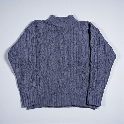 Vintage Fischer Aran Wollpullover klassischer Zopfmuster Heritage 70er Style Größe S