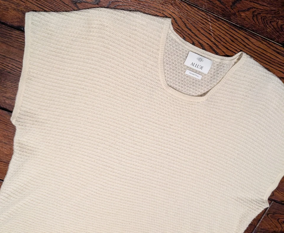 ALLUDE 100% Cashmere Sleeveless Boxy Fit Pullover Sweater - Ivory - One Size - Image 4 of 4