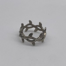Silver Tone Leaf Ivy Ring Size 6