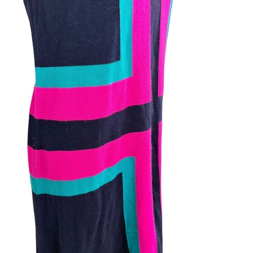 Lilly Pulitzer Isabella Hopeless Romantic Sweater Knit Dress Navy Teal Pink sz L - Picture 3 of 17