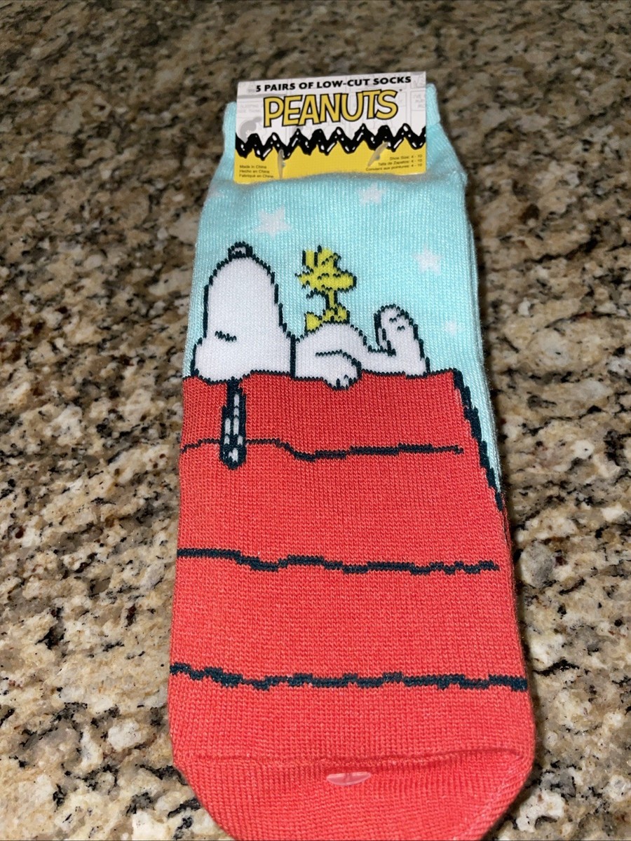 Peanuts Women's 5 Pair Snoopy, Joe Cool, Woodstock Low Cut Socks