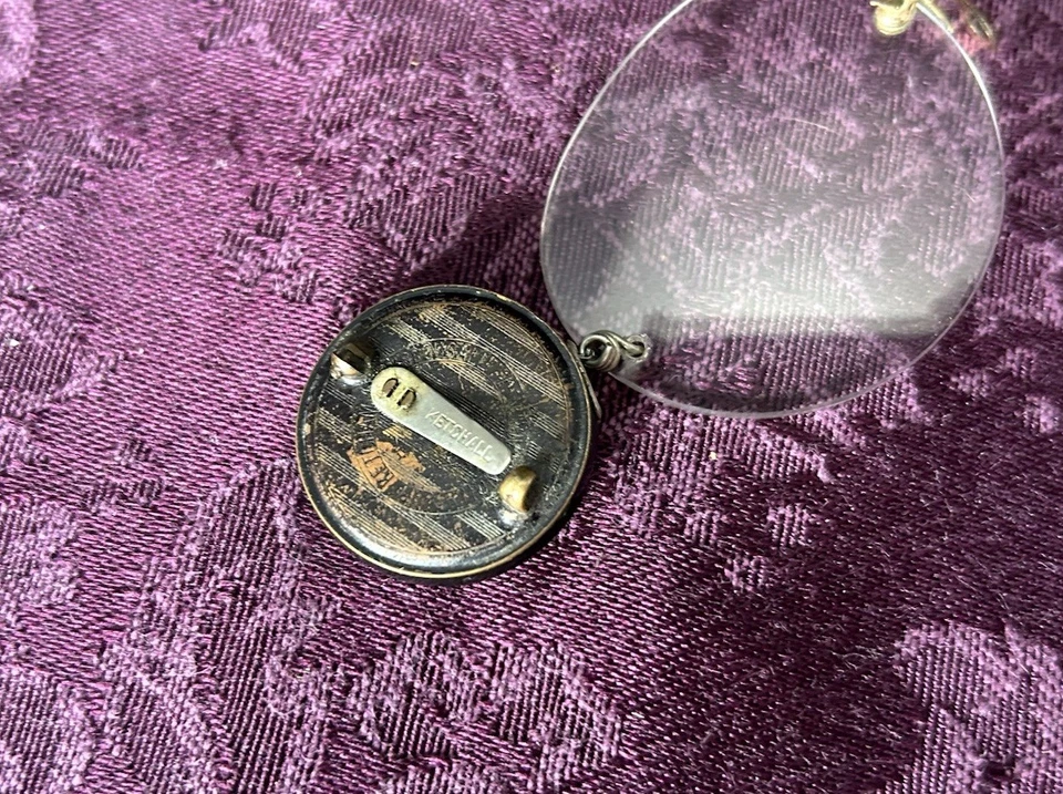 Raro Antiguo Pince Nez Anteojos Nariz Pellizco Nariz y Primavera Cadena Pin Foto 4 de 4