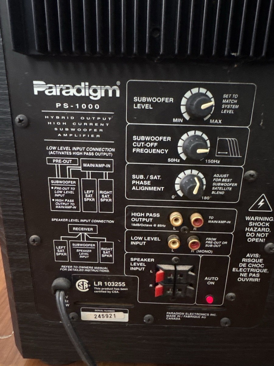 Paradigm PS-1000 Powered Subwoofer 10” Active Home Audio Tested