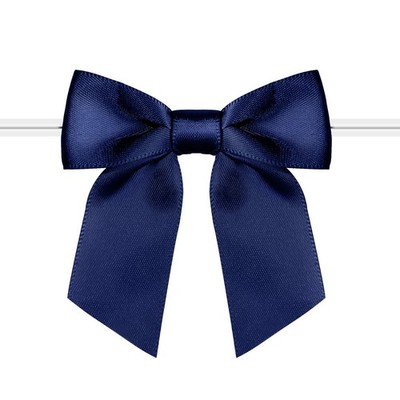 60 Pack Twist Tie Bows, 3 Inch, Navy Blue, Satin Ribbon, Treat Bags, Crafts