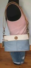 NWT Giani Bernini Designer Leather Purse & Wallet Shoulder Bag Satchel Lt Blue