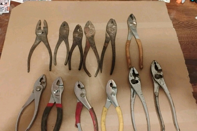 🧰 12 Pair of  Slip Joint  Pliers tool lot  Some USA Made🧰