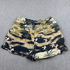 Vintage Tommy Bahama Shorts Mens Large Yellow Black Tropical Swim Trunks Board