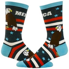 Men's Merica Socks Funny 4th Of July Independence Day USA Eagle Novelty Footwear