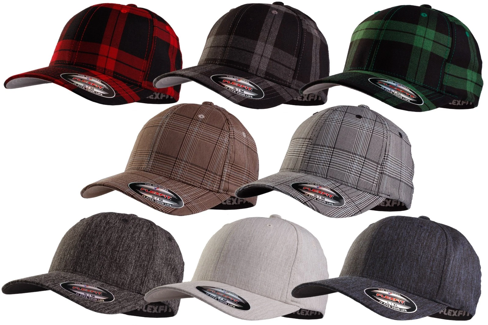 FLEXFIT ORIGINAL BASEBALL CAP Plaid Tartan Glen Check Check Melange Cap