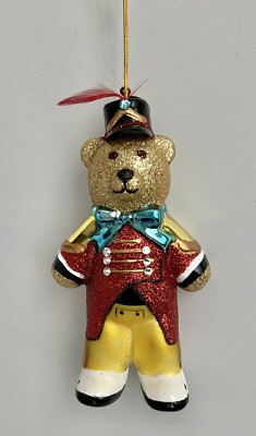 HSN Cares Ornament- Bear In A Teal Bowtie & Red Feather In His Hat