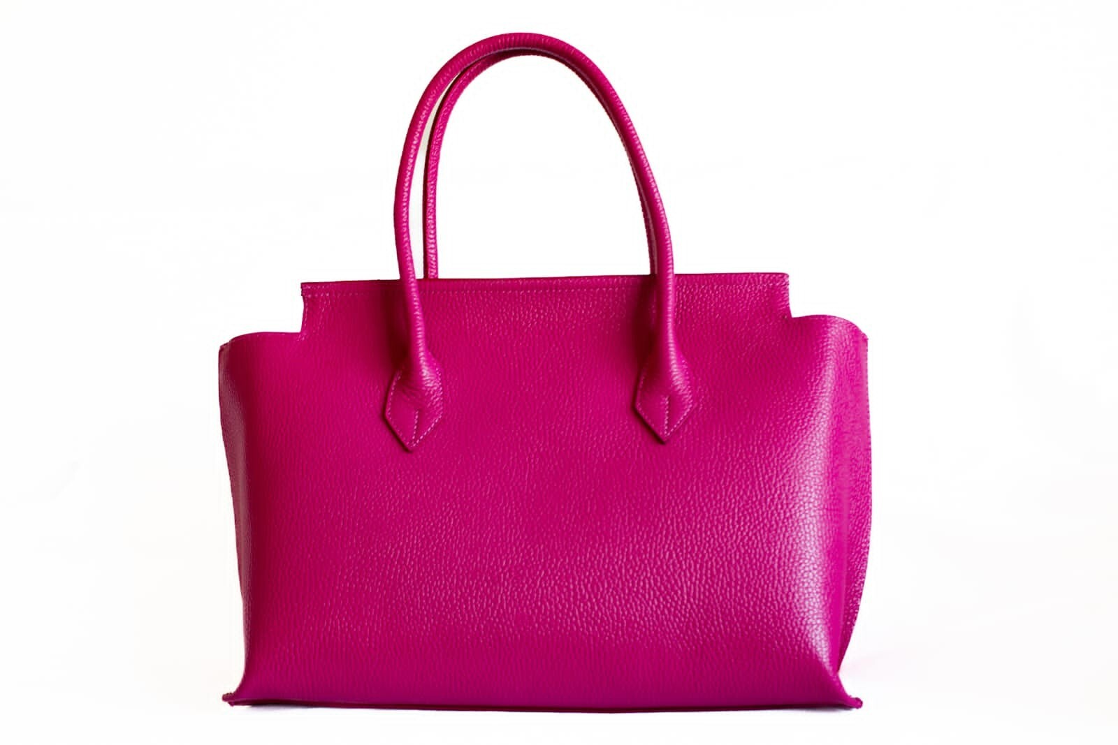 Italian Genuine Leather Hand Bag / Shoulder Bag Fuchsia pink eBay