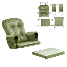 5Pcs Glider Rocking Chair Cushion Set Velvet Cotton Ottoman Seat Replacement Pad