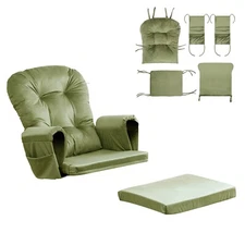 5Pcs Glider Rocking Chair Cushion Set Velvet Cotton Ottoman Seat Replacement Pad