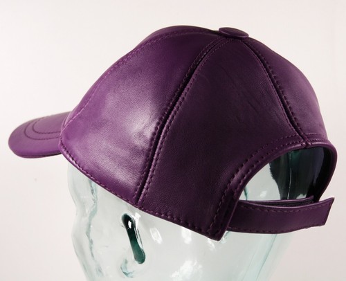 Genuine 100% Leather PreCurved Peak Bill Adjustable Stapback Cap Hat - Picture 7 of 12