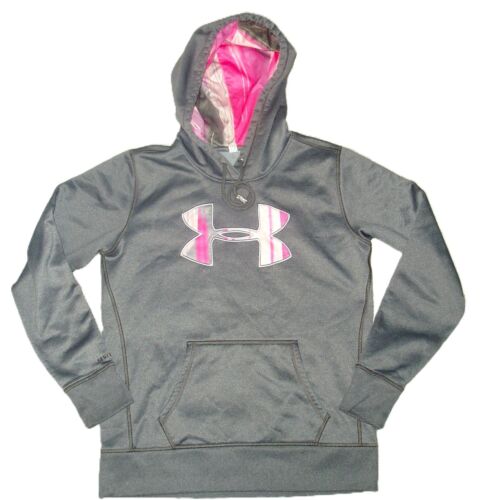 Women's / Junior's UNDER ARMOUR LONG SLEEVE GRAY & PINK HOODIE w/POCKETS Size S