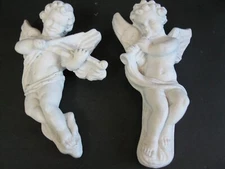 PR. Vintage CHERUBS PUTTIES ANGELS Architectural Garden Wall cement XMAS Decor