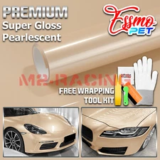 PET Super Gloss Pearlescent Almond Gold Car Vehicle Vinyl Wrap Decal Sticker