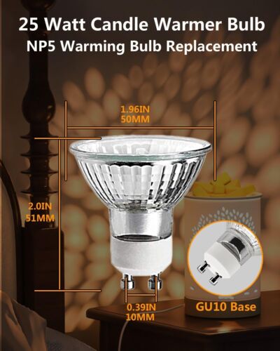 25 Watt Replacement Bulb Candle Warmer Scent Wax Burner Fragrance Melt 120V/GU10 - Picture 3 of 8
