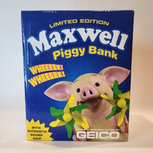 GEICO Maxwell The Pig TALKING Piggy Bank Rare in Box with Certificate
