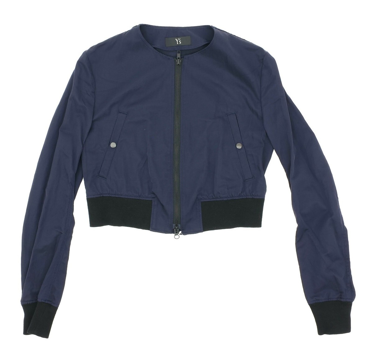 YOHJI YAMAMOTO Navy Cropped Military Bomber Jacket L66918 Woman's