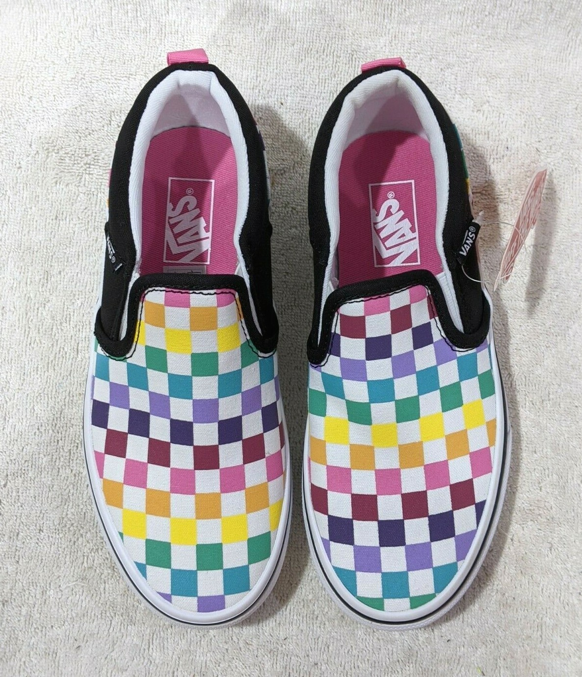 slip on vans checkered rainbow