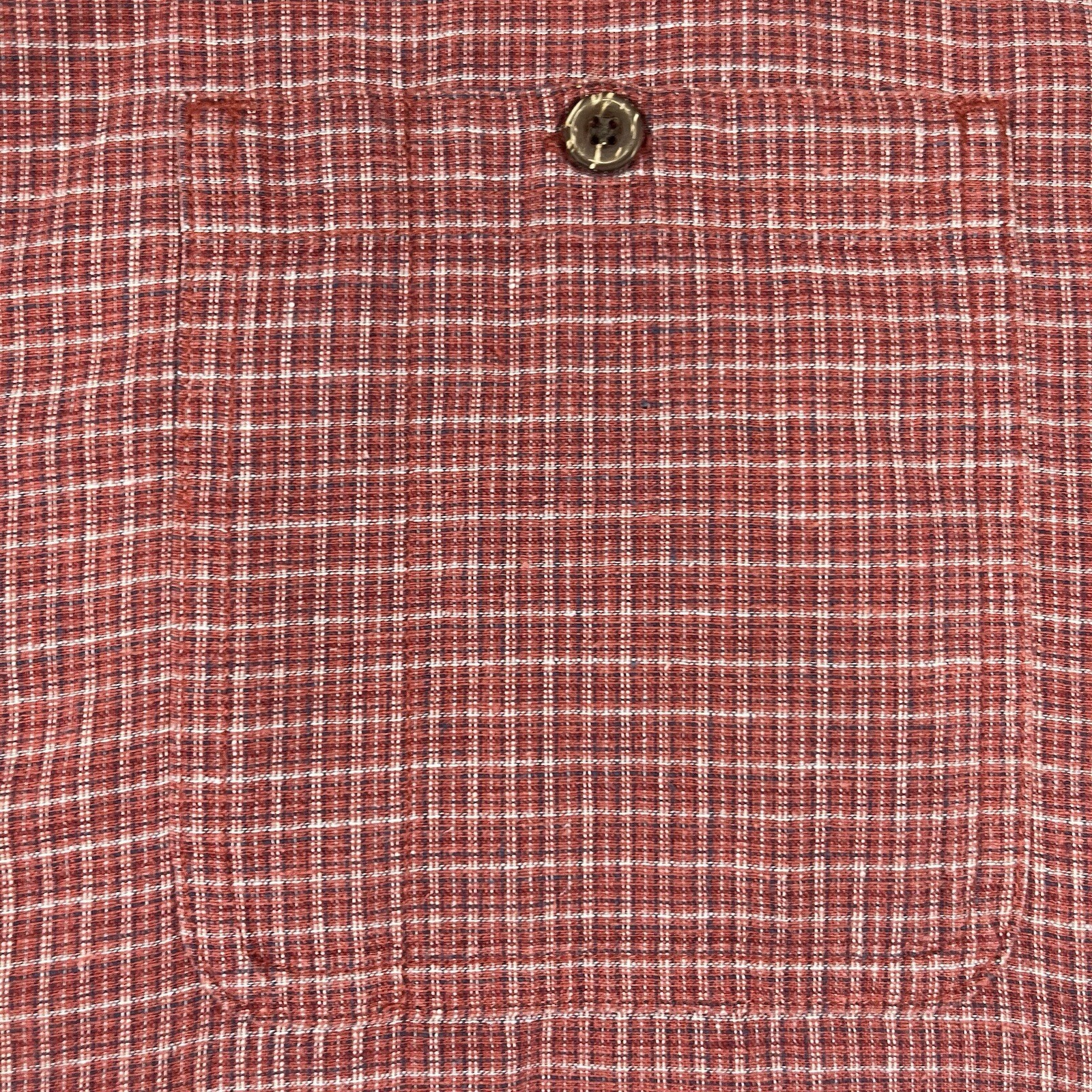 Patagonia organic cotton shirt  short sleeve orange Plaid crinkle Men’s Large thumbnail 3