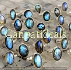 Flashy Labradorite Gemstone 5pcs Wholesale Lot 925 Sterling Silver Plated Rings