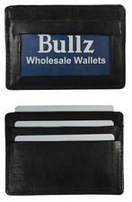 New Genuine Leather Black Thin Slim ID Credit Card Holder-Case Mens Wallet.
