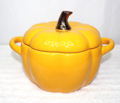  Crofton 2020 Pumpkin Stoneware Orange with Gold Stem 8'' x 6'' x 5''