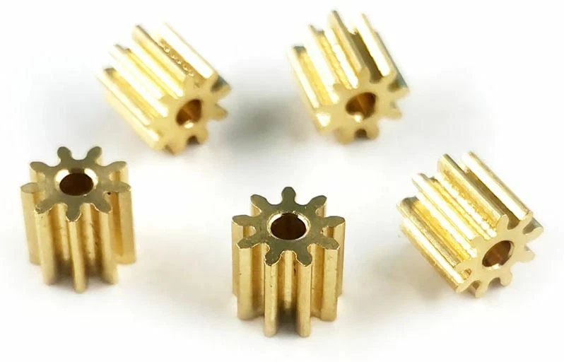 D.I.K ONLINESHOP 2x Motor Ritzel Zahnrad für 2mm Motorwelle Spielzeug 9 Zähne Messing NEU DIK999