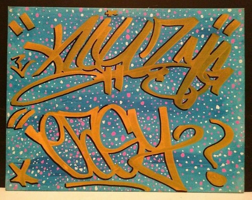 GRAFFITI URBAN STREET ART LEGENDS TAGGED EASY & KIT 17 ORIGINAL M/M on CANVAS - Picture 1 of 7