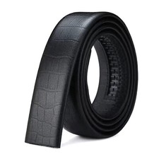 Ratchet Leather Belt For Men, 11/8" Genuine Black With Easier Slide Buckle
